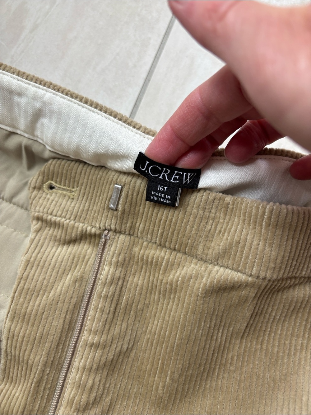J. Crew NWT Tall Wide-Leg Trouser Stretch Corduroy Beige Buckthorn 16T - Picture 8 of 15